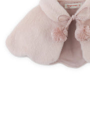 Gingersnaps  Baby Elaine Scalloped-Edge Faux Fur Capelet with Braided Ties and Pom-Poms