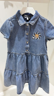 Moschino Girls Blue Washed Denim Teddy Bear Dress