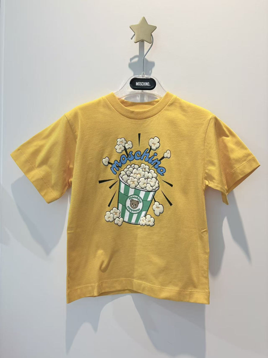 Moschino Kids Yellow SS T-shirt with Popcorn Print