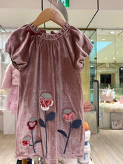 Gingersnaps Baby Velvet Dress with Floral Appliqués