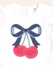 Huxbaby Girl Cherry Bow Frill Sleeve Tee