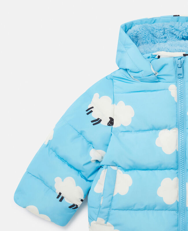 ダウンジャケット・コート STELLA MCCARTNEY SHORT DOWN JACKET WITH HOOD Stella McCartney Baby Blue Hooded Sheep Puffer Jacket