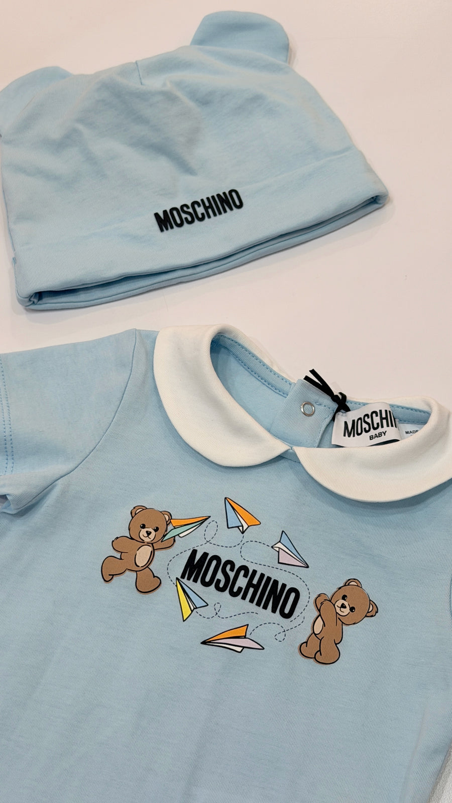 Moschino Baby Boys Romper and Hat Gift Box Set