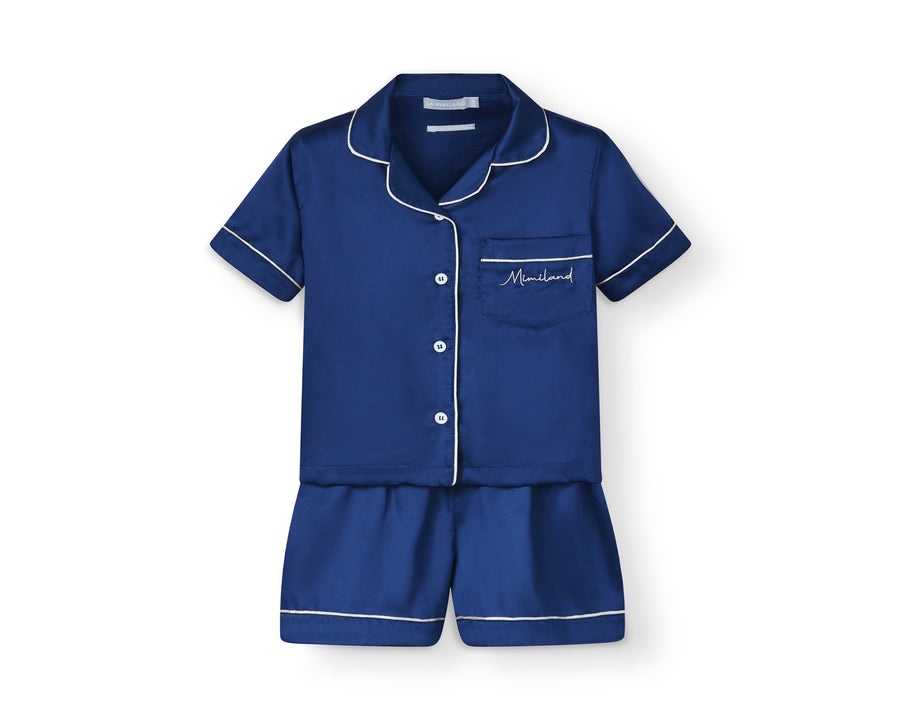 La Mimiland Mi Classic TENCEL Silky Short Sleeve Lounge Set Navy