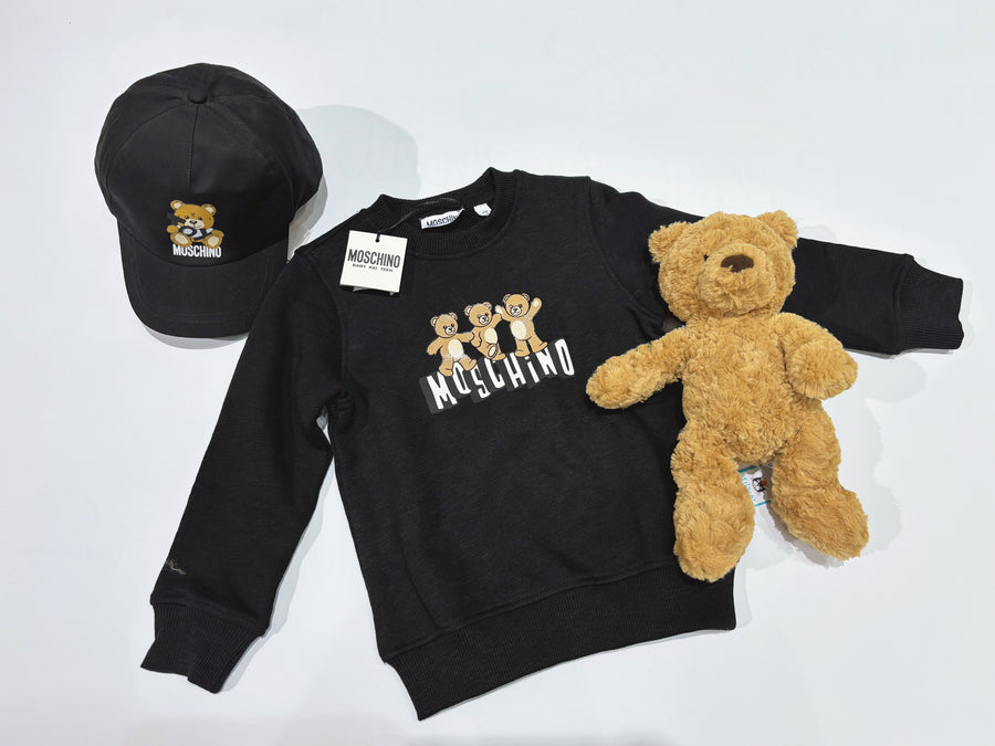 Moschino Black Cotton 3 Bears Logo Sweatshirt