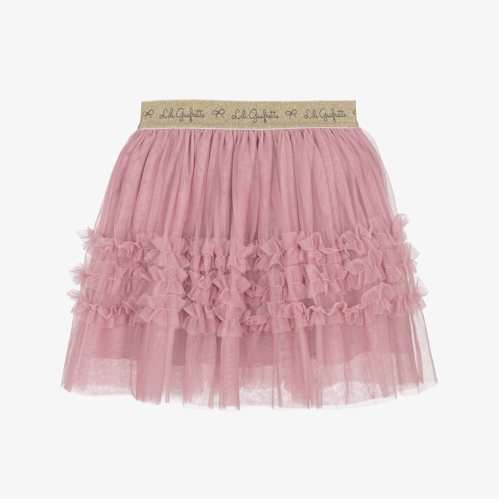 Lili Gaufrette Girls Rose Elegance Tulle Skirt