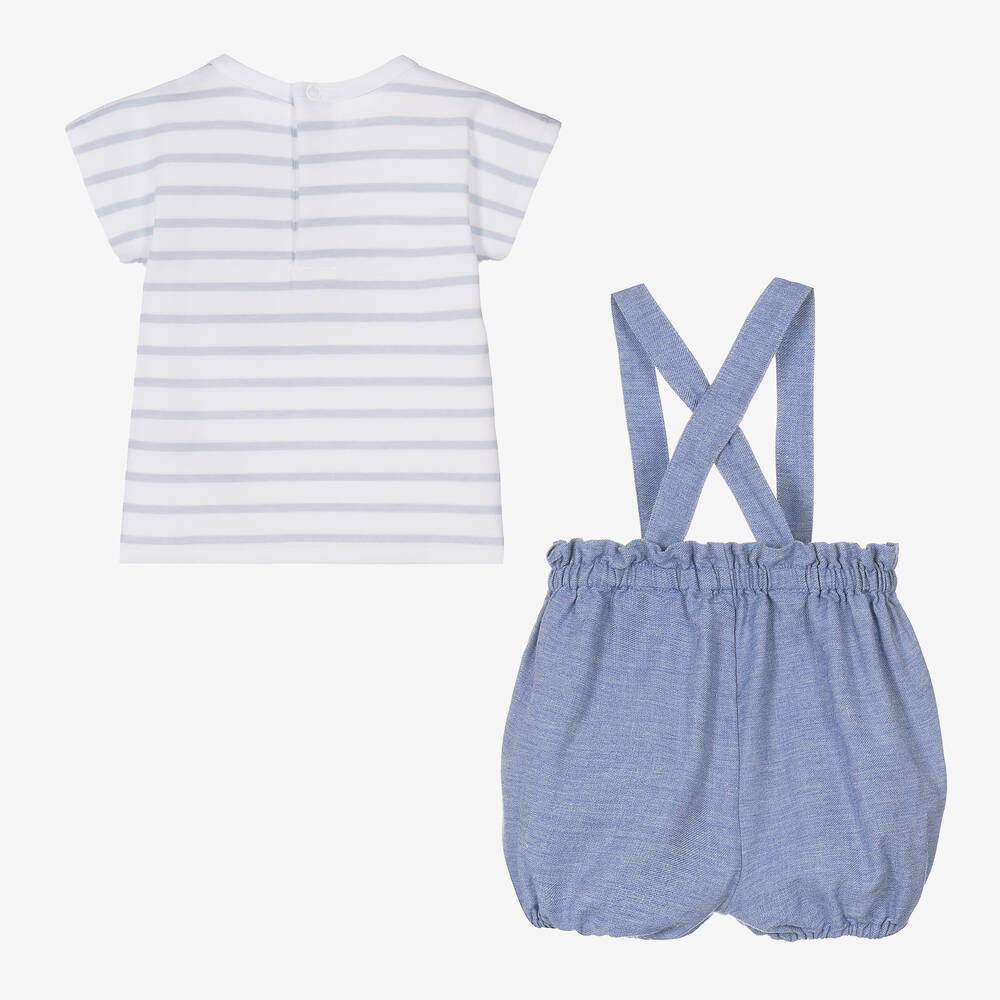 Kenzo Baby Blue Striped Cotton Shorts Set