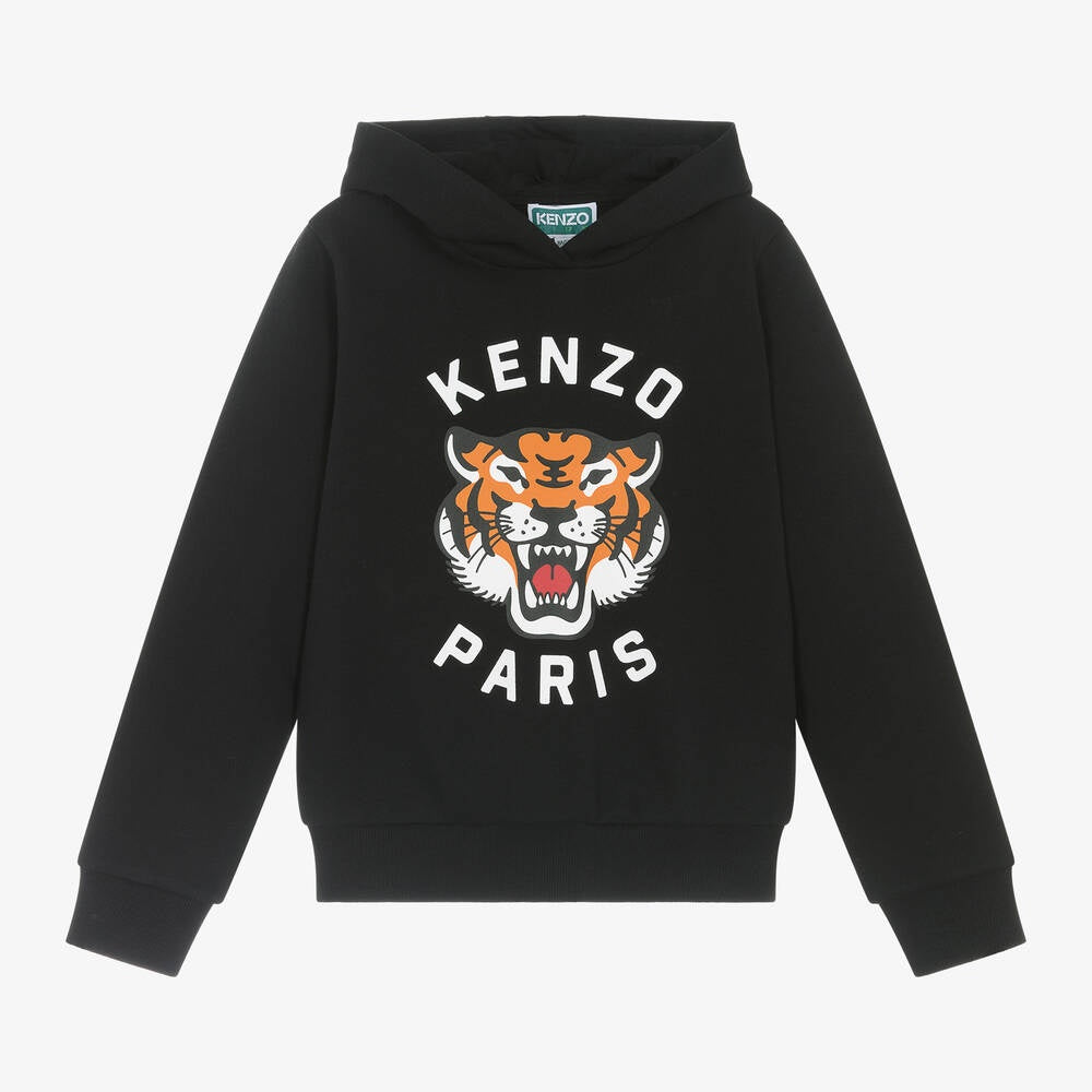 Cotton Hoodie Kenzo Tiger Hoodie Sale Kenzo Boys Black Lucky