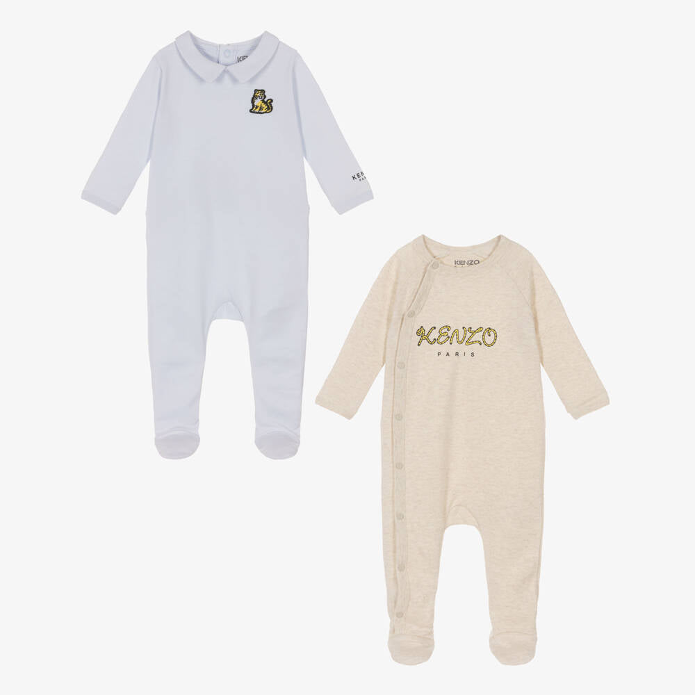Kenzo Baby 2 Pack Footie with Logo and Tiger Giftbox Set