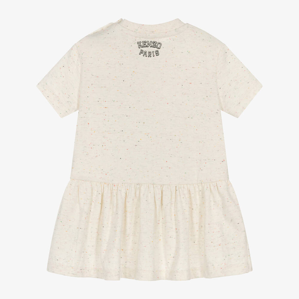 Kenzo Baby Girls Ivory Cotton Varsity Tiger Dress