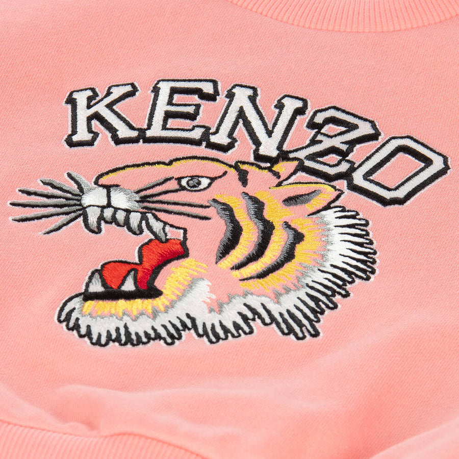 Kenzo Girls Pink Embroidered Cotton Sweatshirt