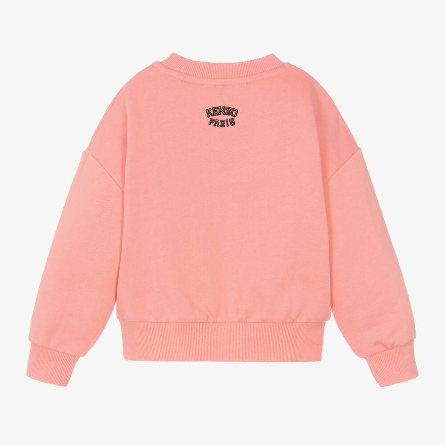 Kenzo Girls Pink Embroidered Cotton Sweatshirt