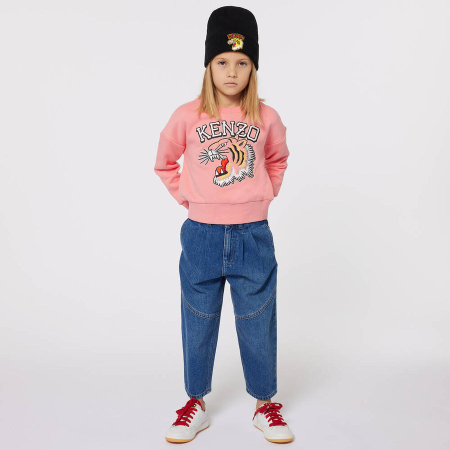 Kenzo Girls Pink Embroidered Cotton Sweatshirt