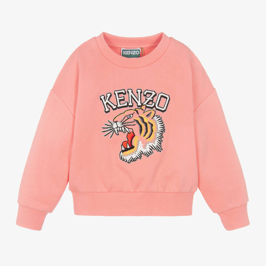 Kenzo Girls Pink Embroidered Cotton Sweatshirt