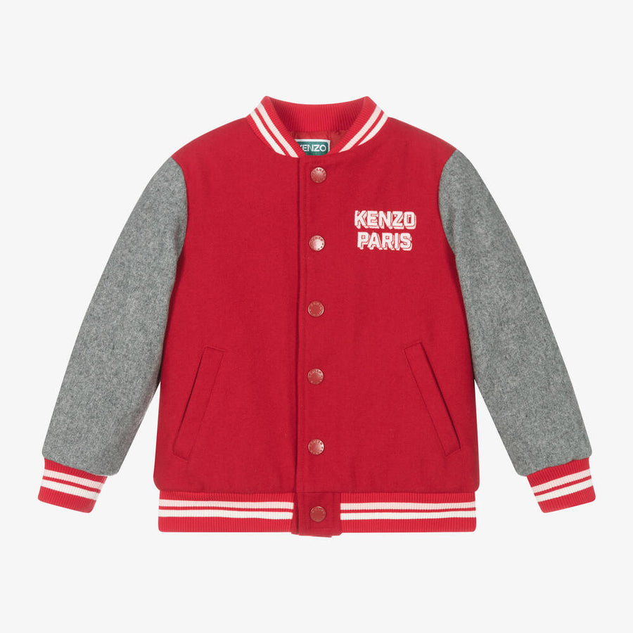 Kenzo Girls Red Bomber Jacket with K Flower