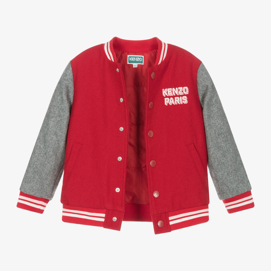 Kenzo Girls Red Bomber Jacket with K Flower
