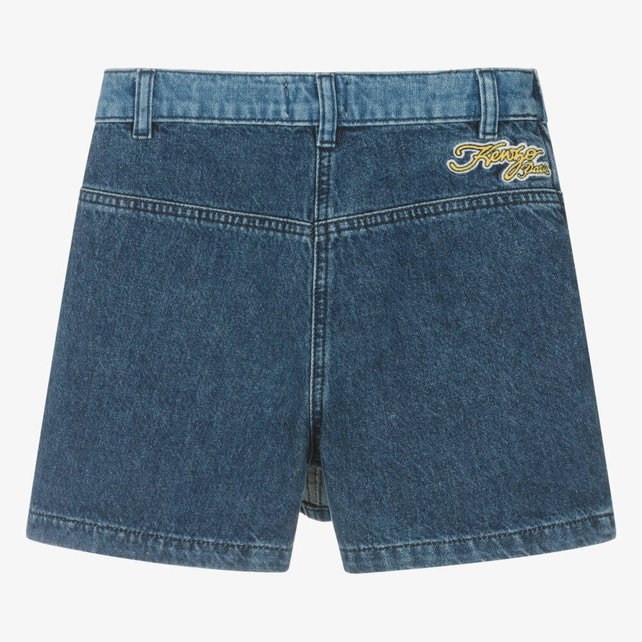 Kenzo Girls Blue Denim Pleated Skort