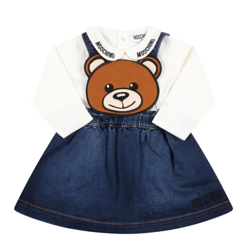 Moschino Baby Girls Teddy Bear T-Shirt And Dungaree Skirt Set