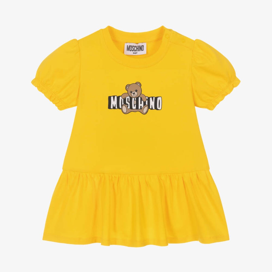 Moschino Baby Girls Cotton Jersey Teddy  Bear Logo Dress