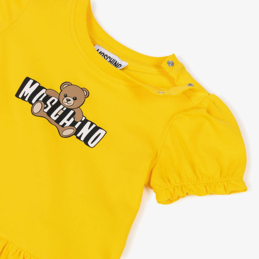 Moschino Baby Girls Cotton Jersey Teddy  Bear Logo Dress