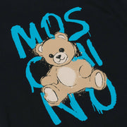 Moschino Black Cotton Teddy Bear Maxi T-Shirt with Graffiti Logo