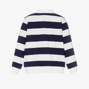 Moschino Boys Navy Blue & White Striped Cotton Rugby Shirt