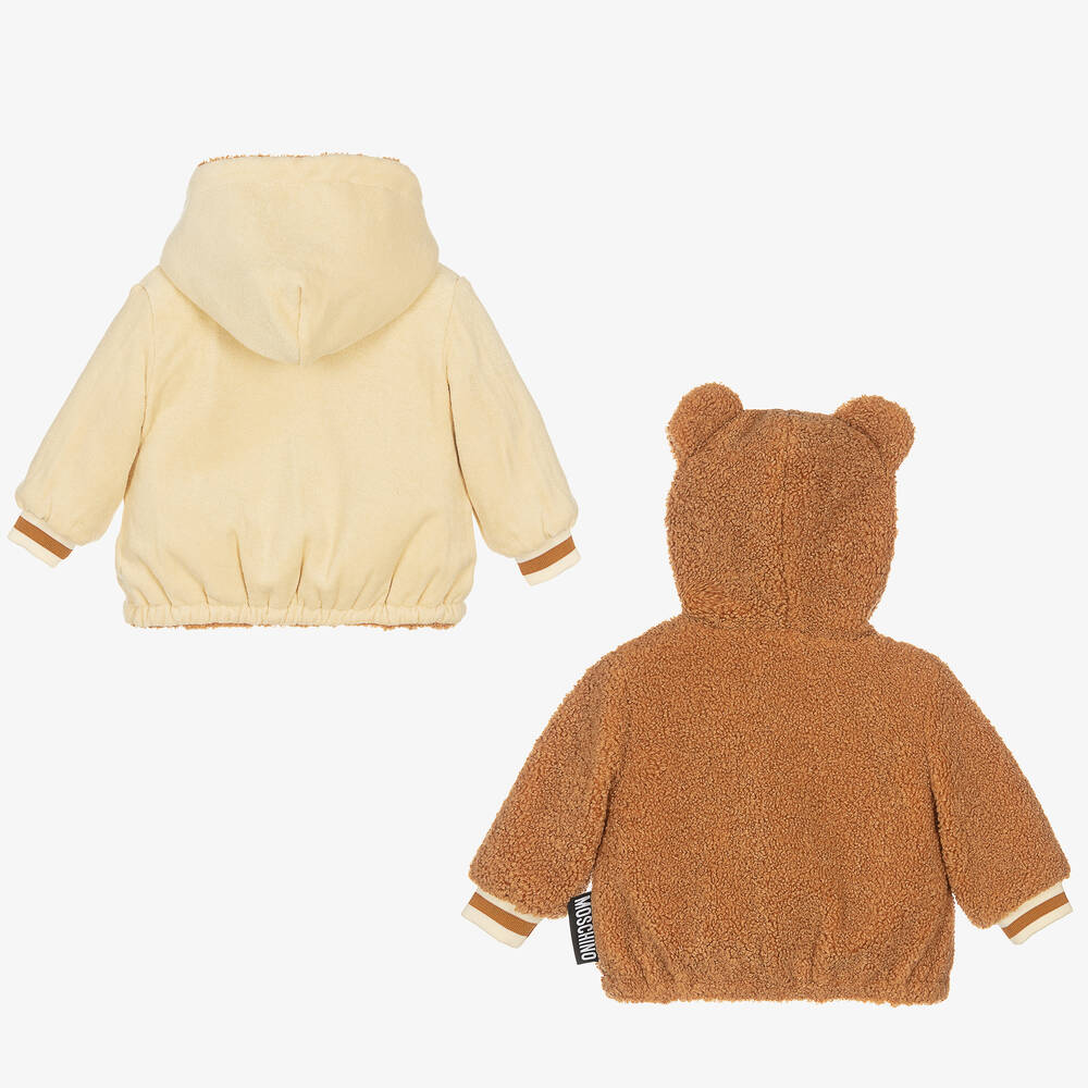 Moschino Baby Reversible Hooded Jacket With Bear Print