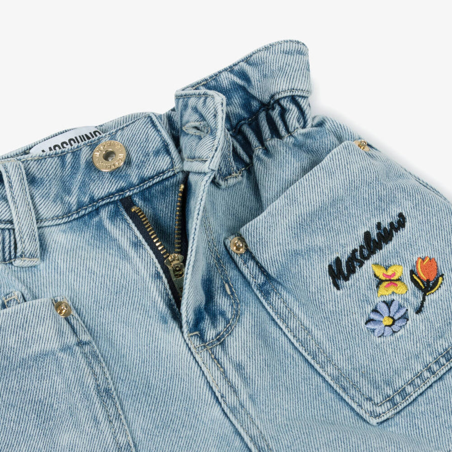 Moschino Girls Blue Denim Floral Shorts Set