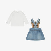 Moschino Girls Blue Denim Teddy Bear Dress Set