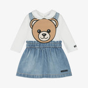 Moschino Girls Blue Denim Teddy Bear Dress Set