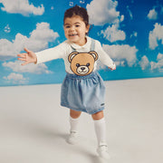 Moschino Girls Blue Denim Teddy Bear Dress Set