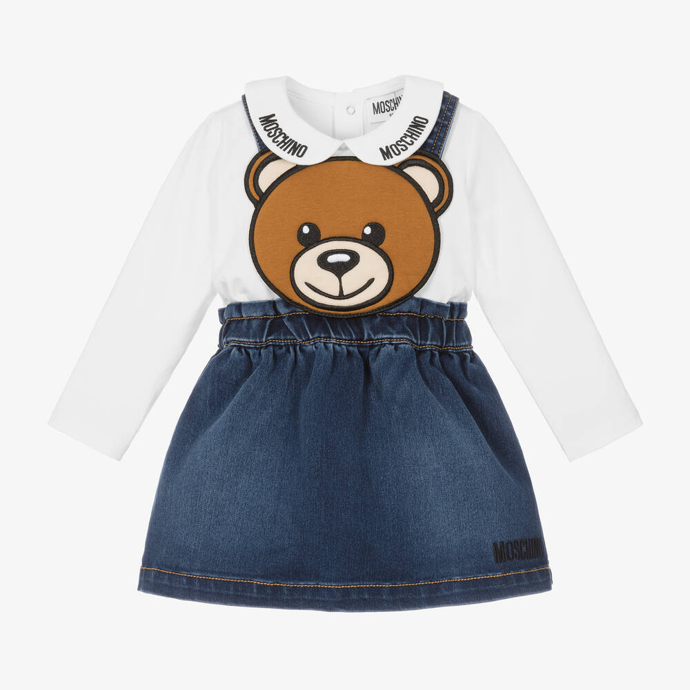 Moschino Baby Girls Teddy Bear T-Shirt And Dungaree Skirt Set – Enfance  Baby & Kids