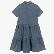 Moschino Girls Blue Washed Denim Teddy Bear Dress