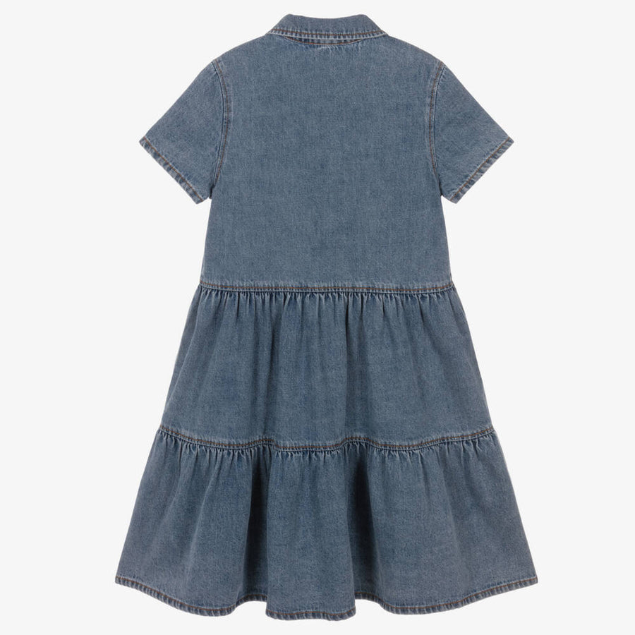 Moschino Girls Blue Washed Denim Teddy Bear Dress