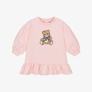 Moschino Baby Girls Pink Cotton Jersey Teddy Bear Dress