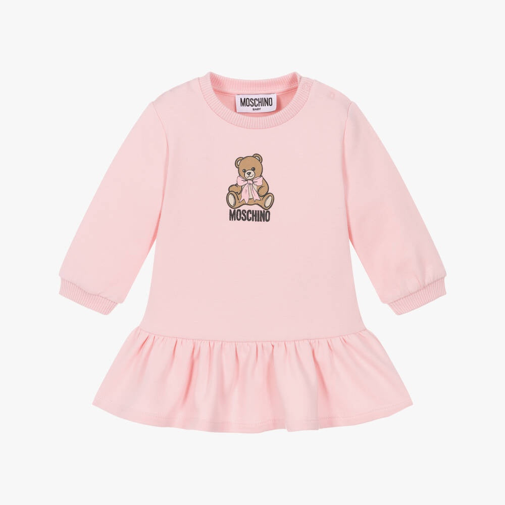 Moschino Baby Pink Jersey Dress with Moschino Teddy Bear