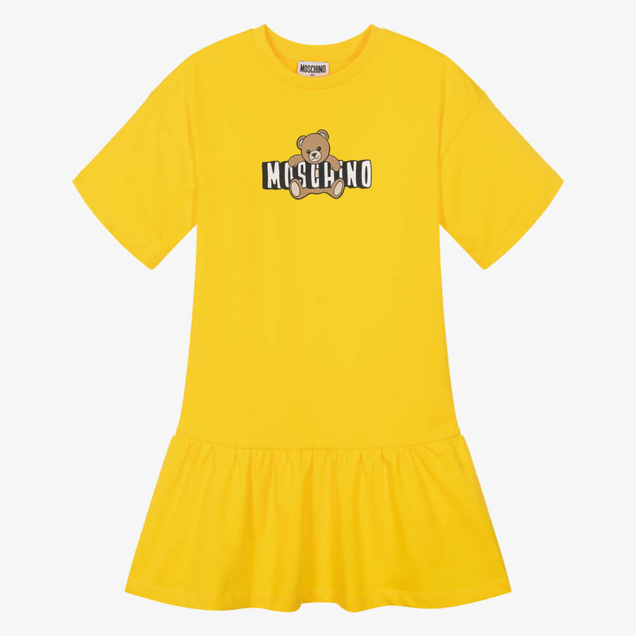 Moschino Girls Yellow Bear Logo Dress