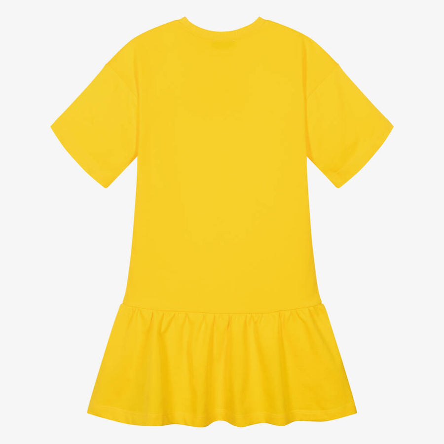 Moschino Girls Yellow Bear Logo Dress