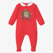 Moschino Footie Cap Gift Set with Holiday Bear Print