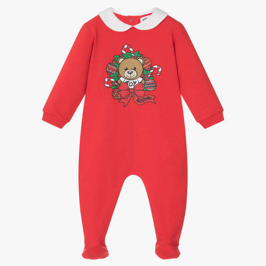 Moschino Footie Cap Gift Set with Holiday Bear Print