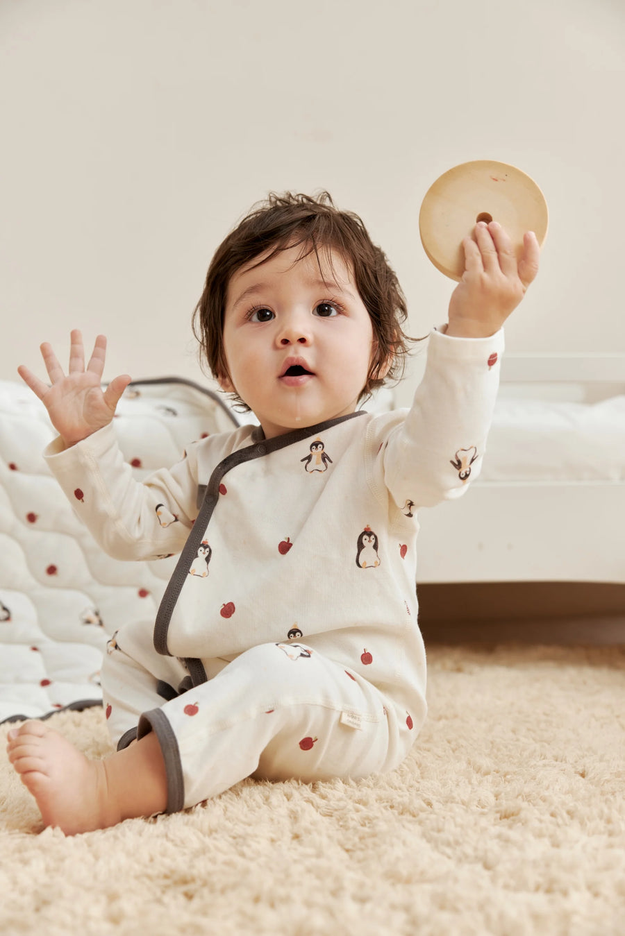 Norsu Baby Organic Kimono Sleeper-Baby Penguin