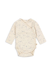 Konges Slojd Basic LS Newborn Kimono Bodysuit - Cielo Marino