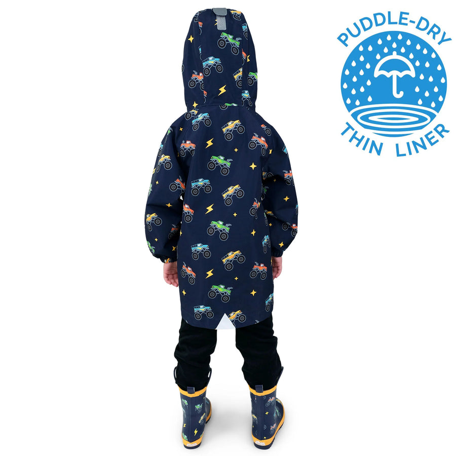 Jan & Jul Big Trucks | Kids Shell Jacket Puddle-Dry Waterproof Rain Jacket