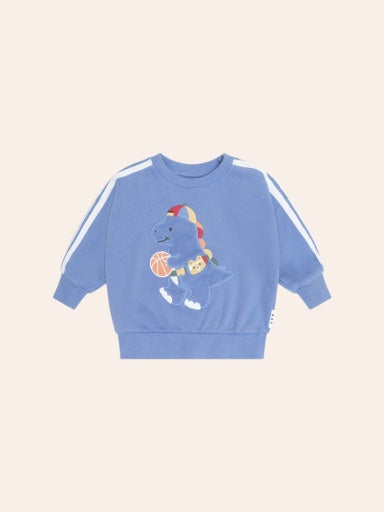Huxbaby BALLER DINO SPORTY STRIPE SWEATSHIRT