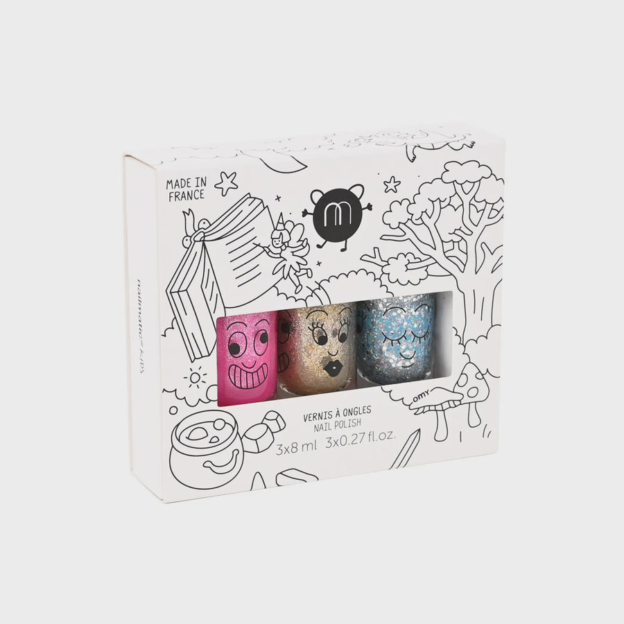 Nailmatic Kids  Set of 3 nail polishes – Fairy: Luna, Aurora, and Pinky
