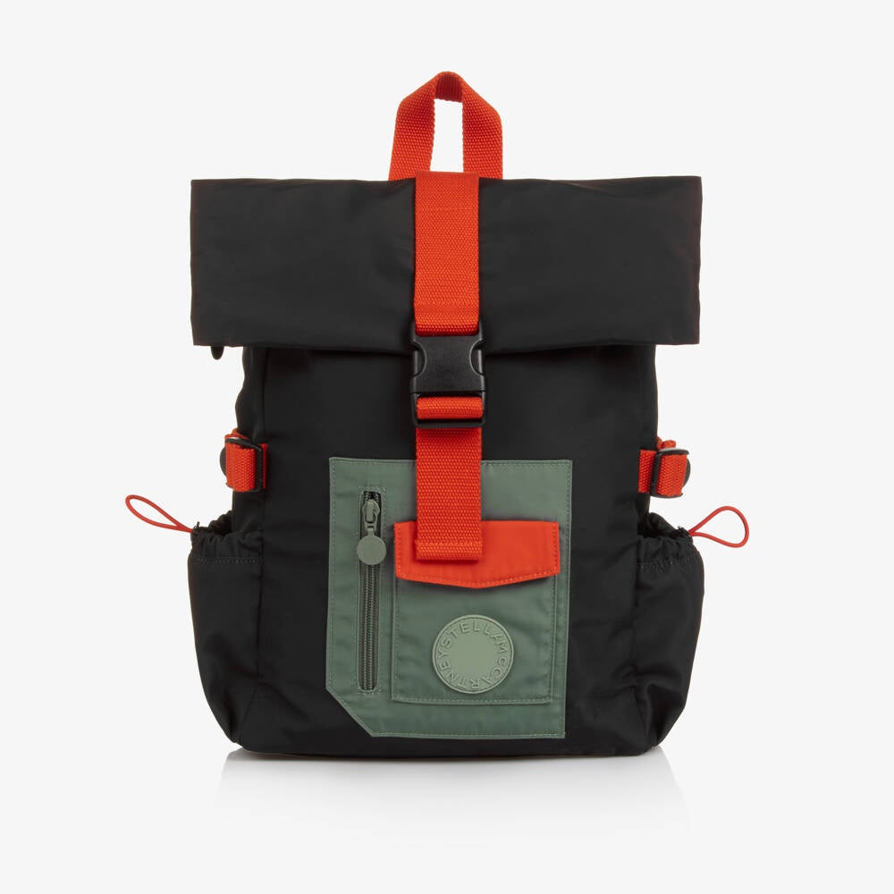 Stella McCartney Kids Boys Black Backpack With Green & Orange Detailing (38cm)