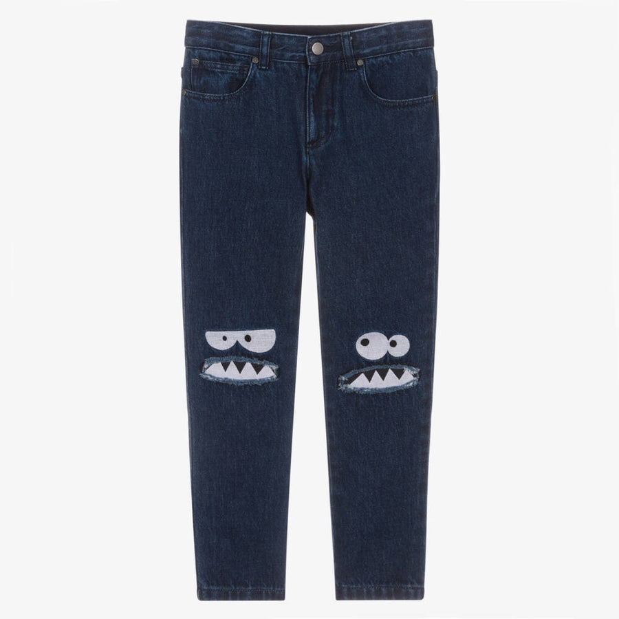 Stella McCartney Kids Boys Blue Denim Jeans with Yeti Knees
