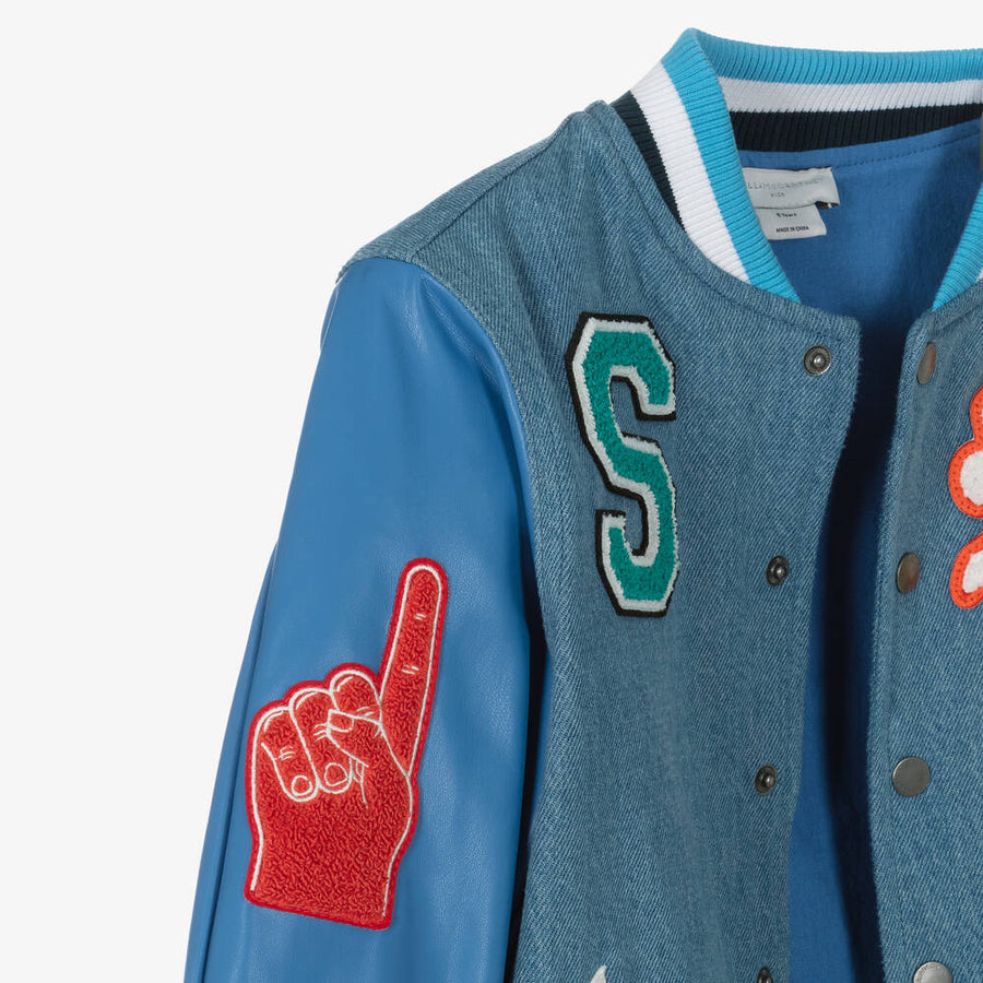 Stella McCartney Kids Boys Blue Denim Varsity Jacket