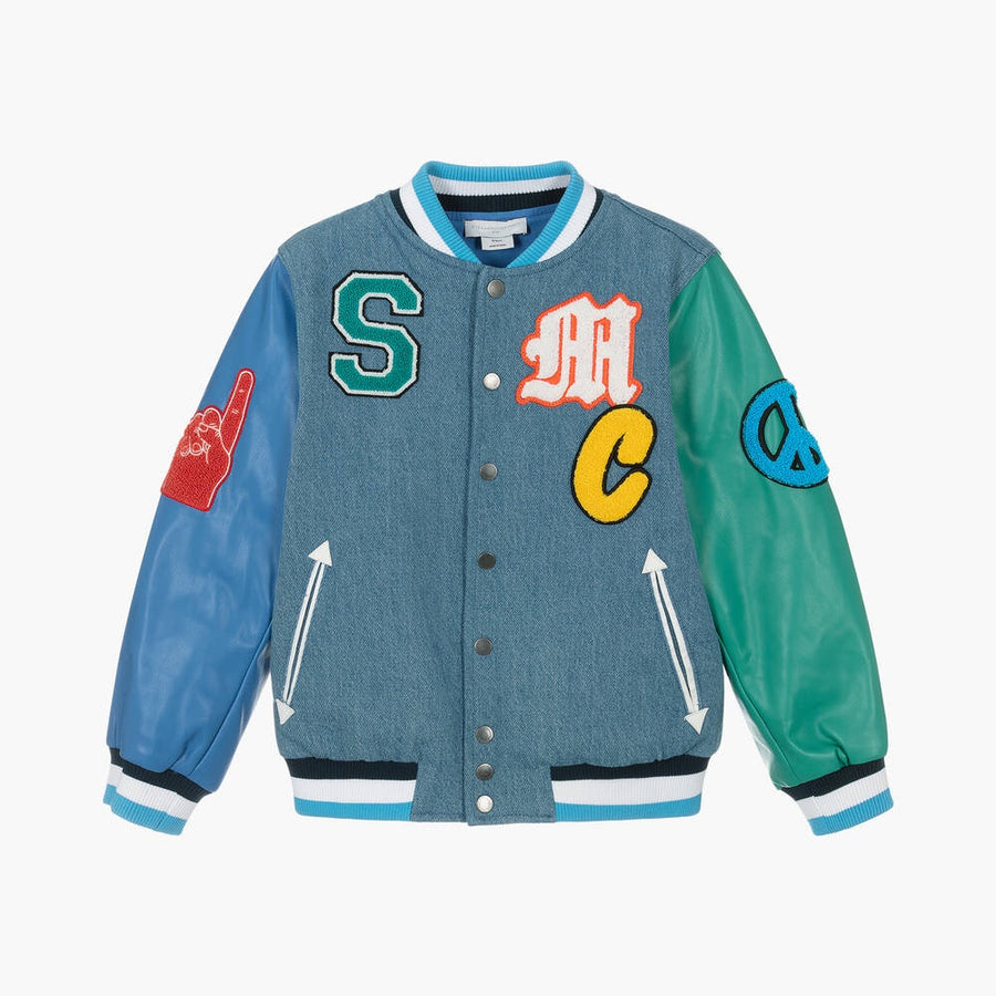 Stella McCartney Kids Boys Blue Denim Varsity Jacket