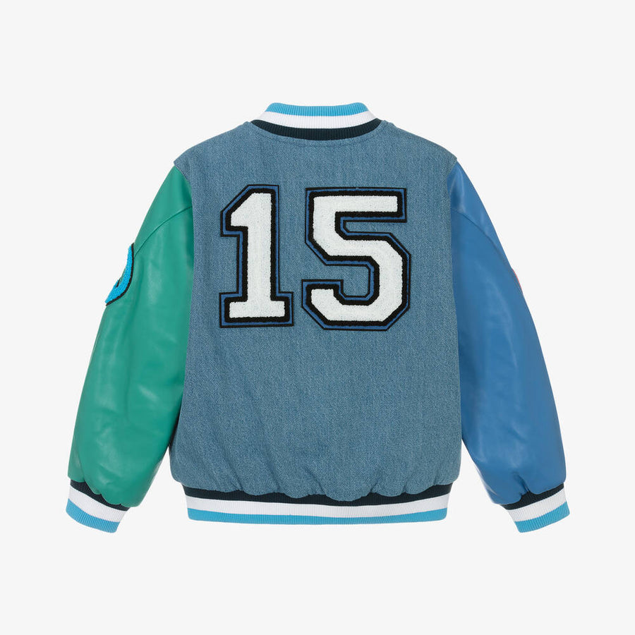 Stella McCartney Kids Boys Blue Denim Varsity Jacket